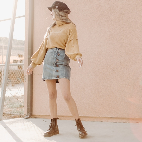 Wishlist Mini Denim Skirt With Button Detail - Picture 2 of 6